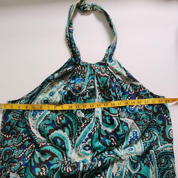Lane Bryant Paisley Linen/Cotton Halter Dress Brown, Blue and Cream Size 28 - Picture 8 of 11